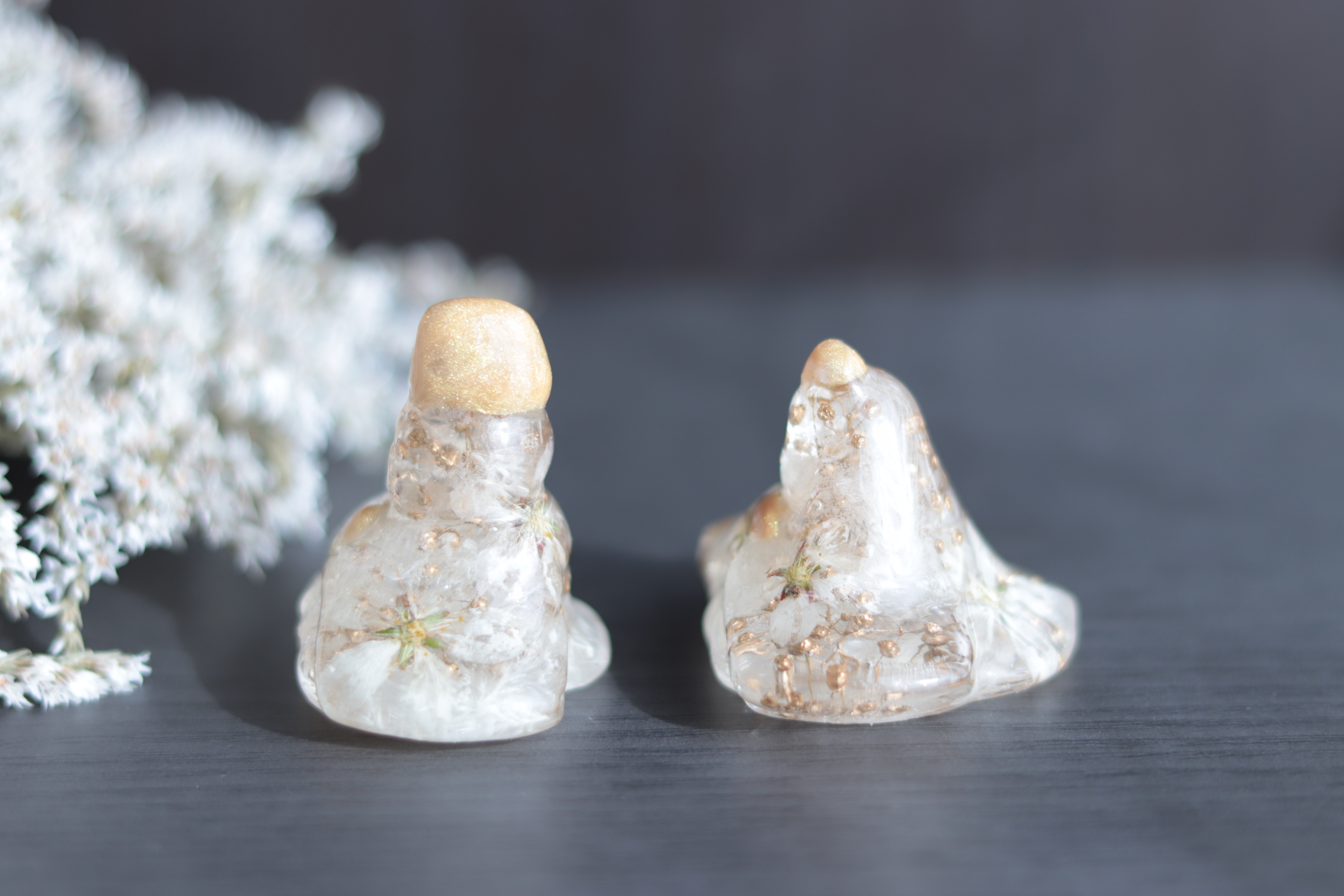 【creema限定・受注製作品】「小花を閉じこめて」固まるハーバリウム“桜”ひな人形”＊プリザーブド&ドライフラワー