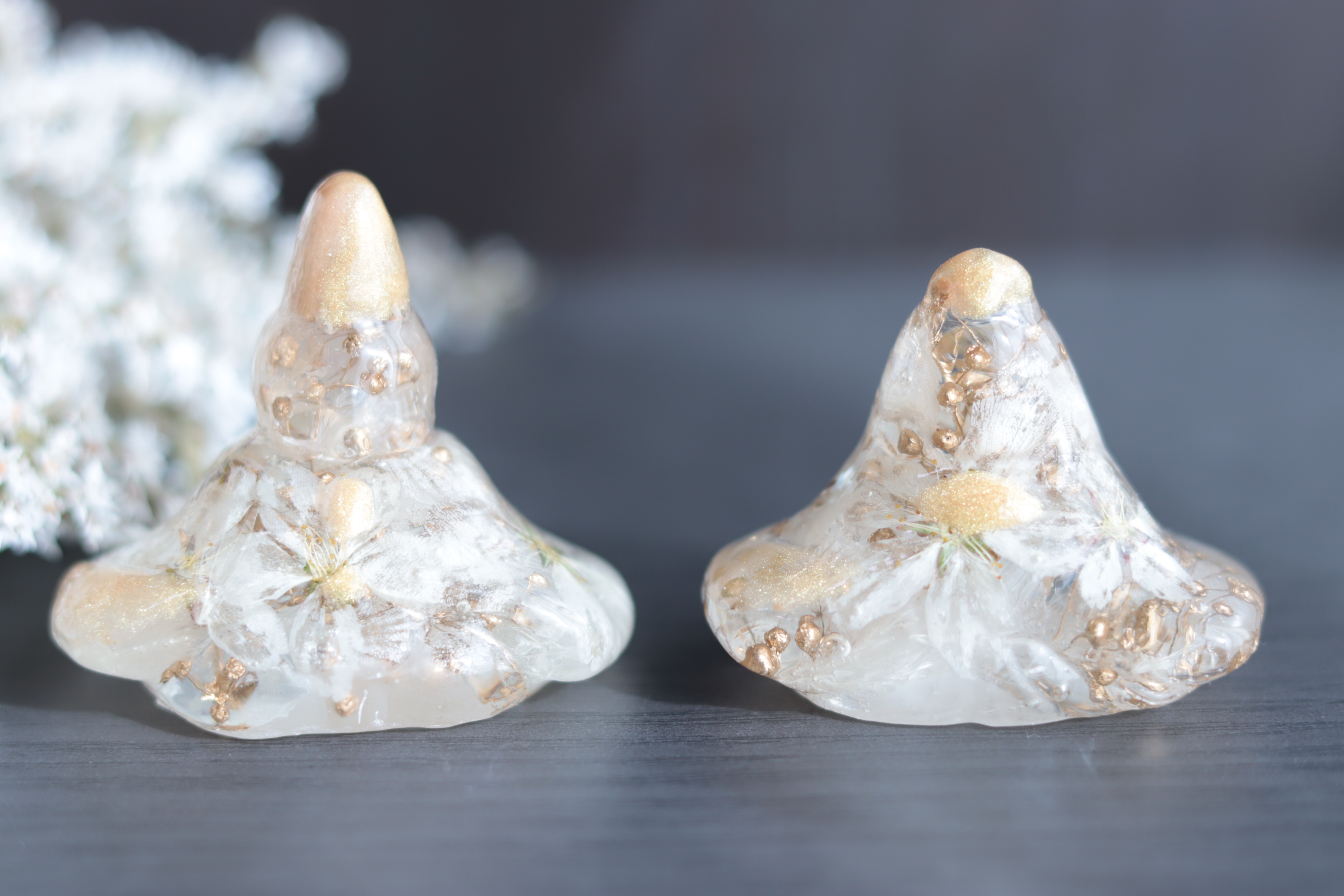 【creema限定・受注製作品】「小花を閉じこめて」固まるハーバリウム“桜”ひな人形”＊プリザーブド&ドライフラワー