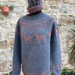 ゴールデンレトリバーの編み込みセーター　帽子オマケ　 1枚目の画像