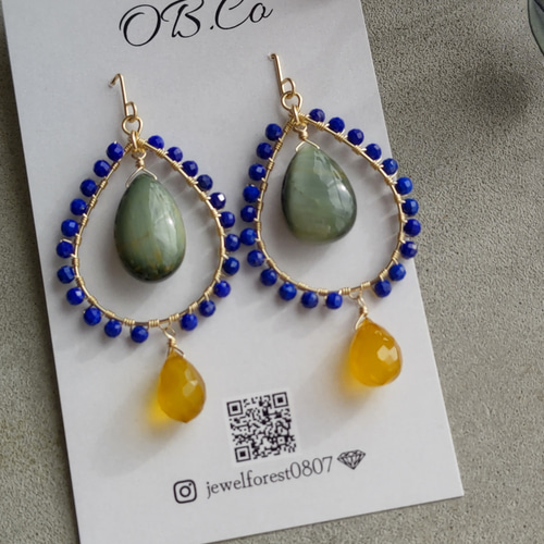 14kgf 天然石 クリソベリルキャッツアイのピアス【GSPi30】 ピアス