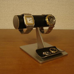 腕時計　カスタマイズ　オーダーメイド　名入れ　巾着袋　ラッピング　オーダーメイド　2本掛けブラック腕時計スタンド　ak- 4枚目の画像