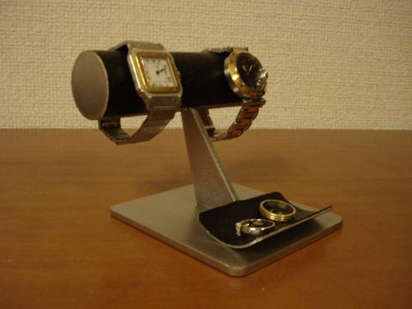 腕時計　カスタマイズ　オーダーメイド　名入れ　巾着袋　ラッピング　オーダーメイド　2本掛けブラック腕時計スタンド　ak- 6枚目の画像