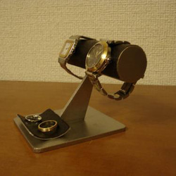 腕時計　カスタマイズ　オーダーメイド　名入れ　巾着袋　ラッピング　オーダーメイド　2本掛けブラック腕時計スタンド　ak- 3枚目の画像