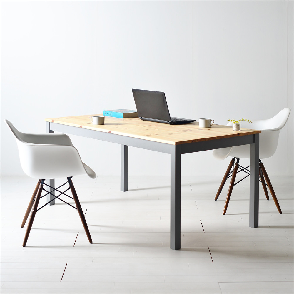 120×80ツートーンダイニングテーブル（ナチュラル／グレー）１２０北欧デザインの椅子にピッタリのテーブルを低予算にて