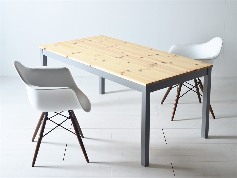 120×80ツートーンダイニングテーブル（ナチュラル／グレー）１２０北欧デザインの椅子にピッタリのテーブルを低予算にて