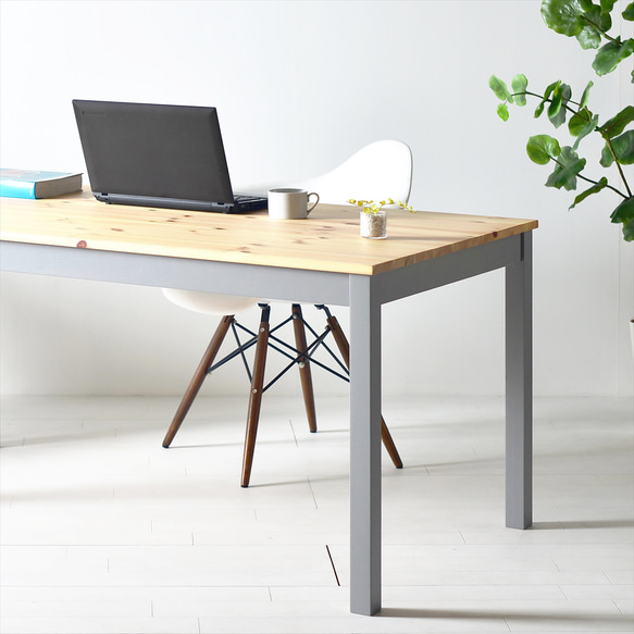 150×80ツートーンダイニングテーブル（ナチュラル／グレー）１５０北欧デザインの椅子にピッタリのテーブルを低予算にて 3枚目の画像