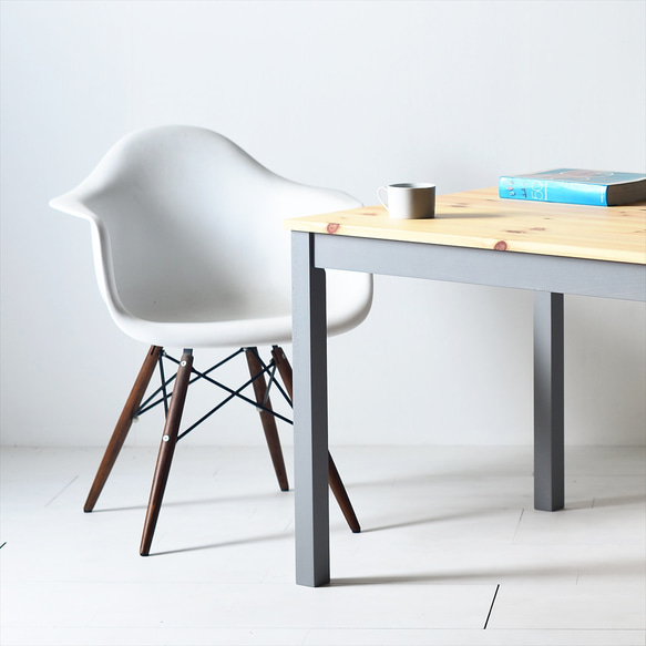 150×80ツートーンダイニングテーブル（ナチュラル／グレー）１５０北欧デザインの椅子にピッタリのテーブルを低予算にて 2枚目の画像