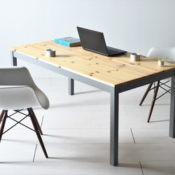 180×80ツートーンダイニングテーブル（ナチュラル／グレー）１８０北欧デザインの椅子にピッタリのテーブルを低予算にて 4枚目の画像