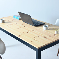 120×80ートーンダイニングテーブル（ナチュラル／ブラック）１２０北欧デザインの椅子にピッタリのテーブルを低予算にて 4枚目の画像