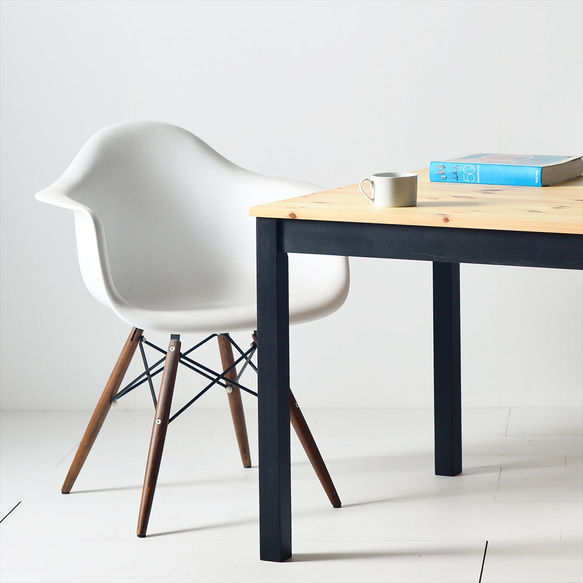 150×80ツートーンダイニングテーブル（ナチュラル／ブラック）１５０北欧デザインの椅子にピッタリのテーブルを低予算にて 2枚目の画像