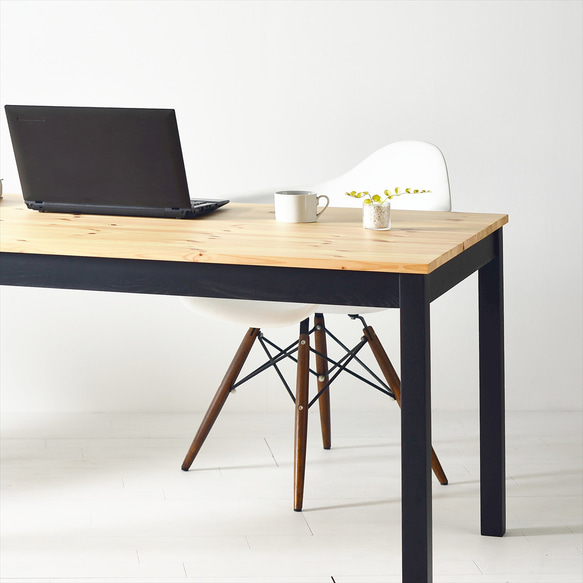 150×80ツートーンダイニングテーブル（ナチュラル／ブラック）１５０北欧デザインの椅子にピッタリのテーブルを低予算にて 3枚目の画像