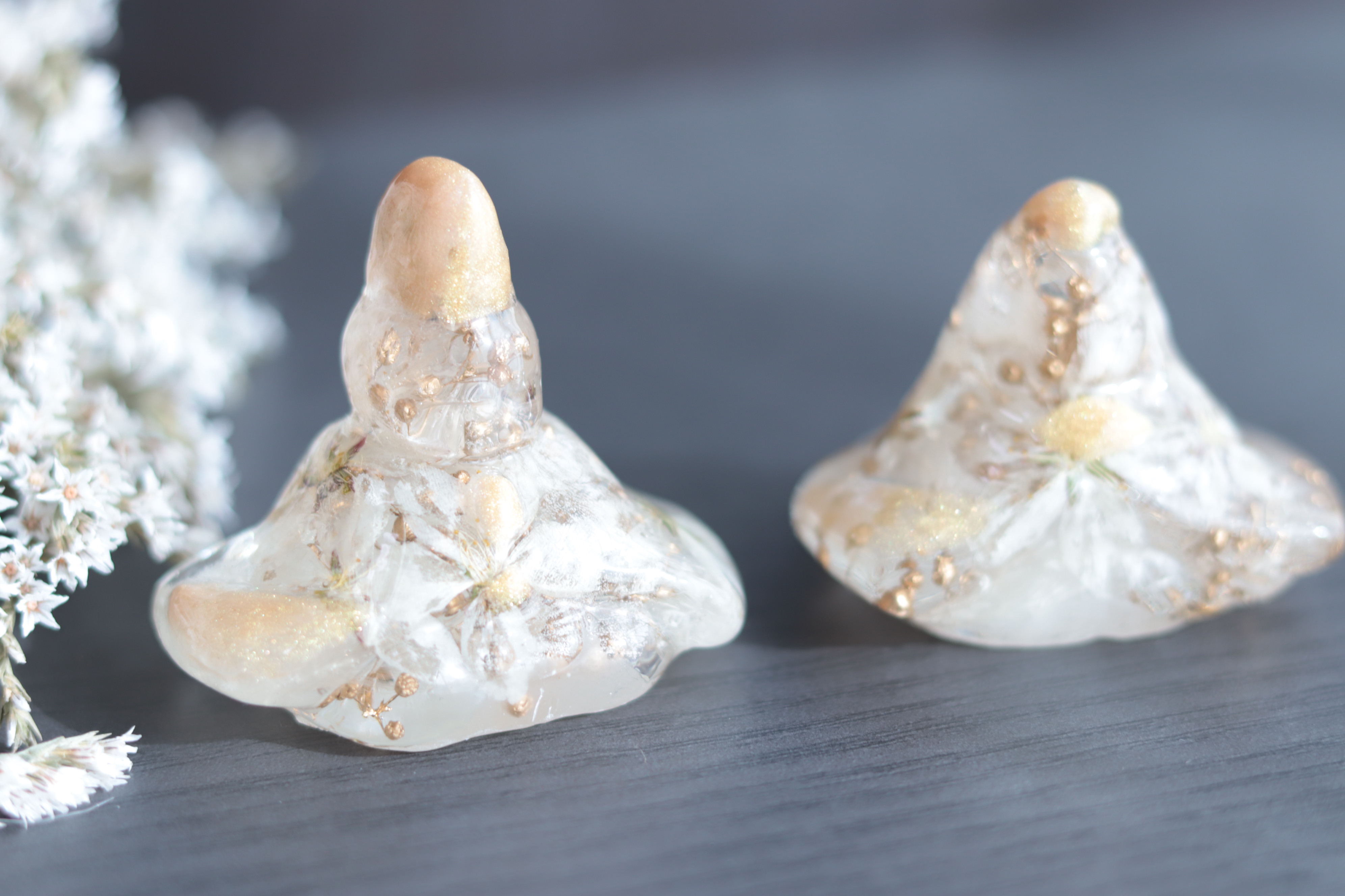 【creema限定・受注製作品】「小花を閉じこめて」固まるハーバリウム“桜”ひな人形”+お名前プレート