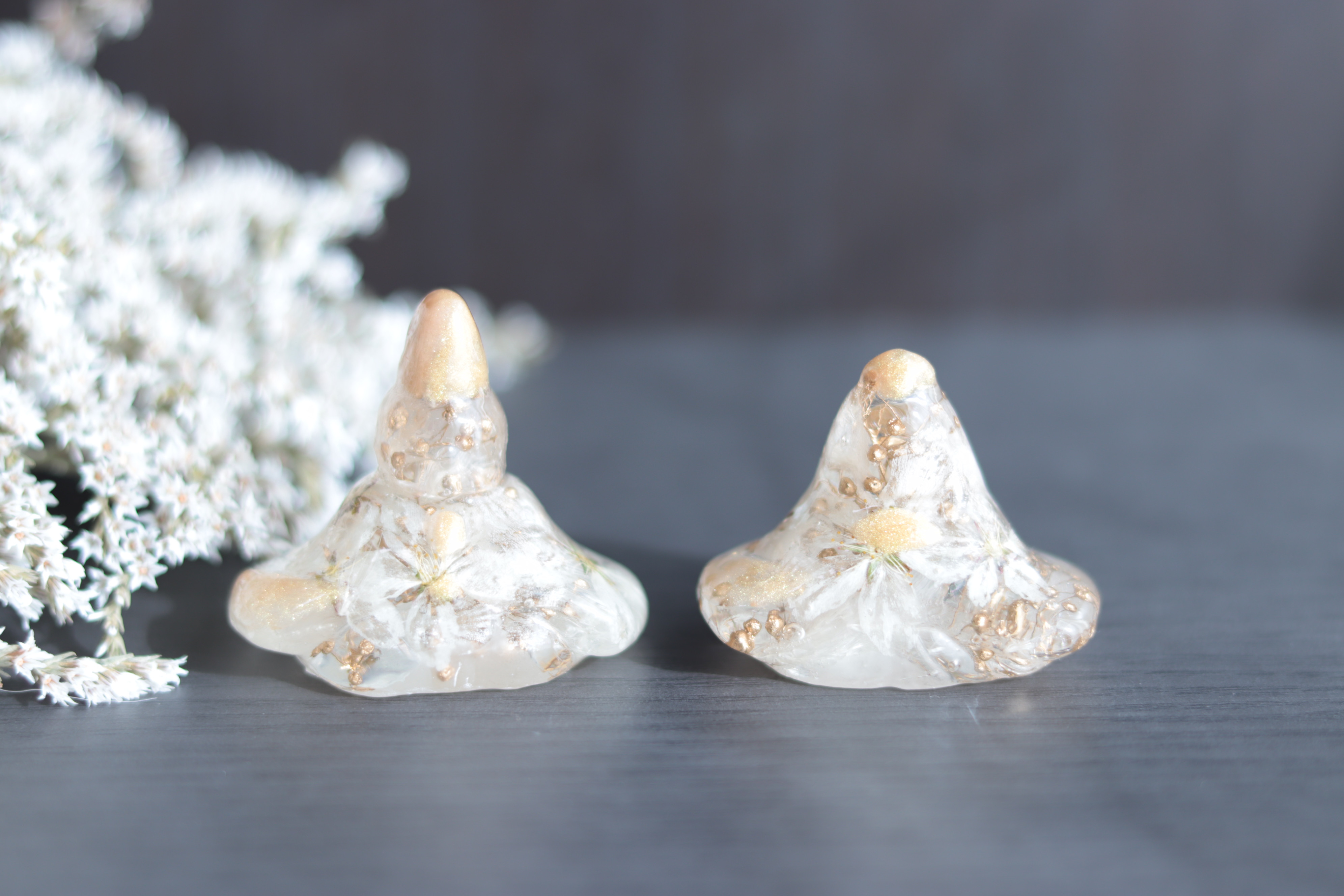 【creema限定・受注製作品】「小花を閉じこめて」固まるハーバリウム“桜”ひな人形”+お名前プレート