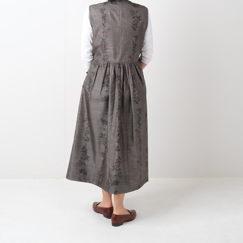 男大島紬 大島紬 パッチワーク カシュクールワンピース アンティーク