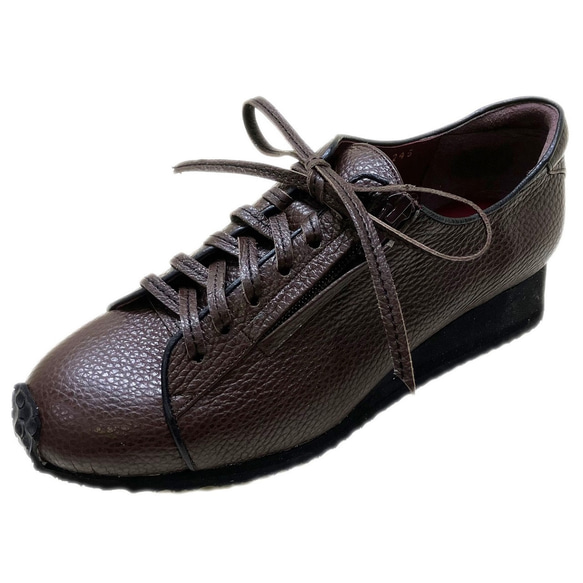 シュリンクレザー 本革 ハンドメイド メンズ タウンスニーカー 紳士靴 受注生産 2枚目の画像