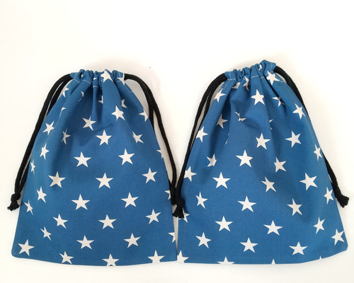 2個セット 25×20 星柄 大きめ 巾着袋 給食袋 男の子 女の子 給食袋