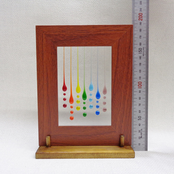 　【虹色のしずく】フュージンググラス　ガラスのインテリアフレーム 12枚目の画像