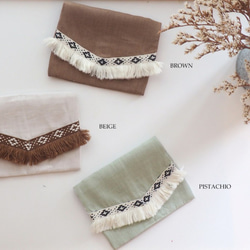 【セミオーダー】移動ポケット　▷ LINEN FRINGE Moving pochette ◁  リネン/入園・入学/ 4枚目の画像