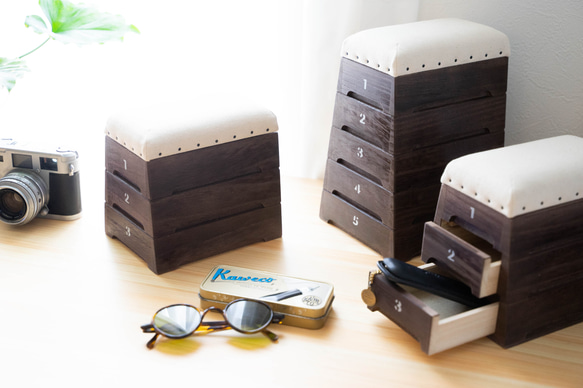 【国産】跳び箱小物入れ　【積上げ5段】【チョコ色】※受注制作 4枚目の画像