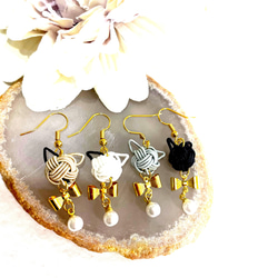 カービングフローライト　猫　ハンドメイド　ピアス　天然石　イヤリング　チャーム 89c078bd8c0325e0b125004b792051