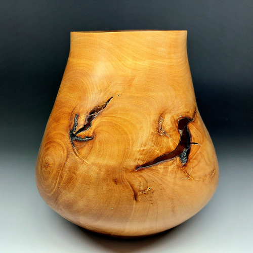 YamabikoWoodArt 】 木製 花器 壺 作者出品 一点物 彫刻 Yamabiko Wood 