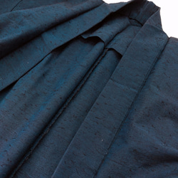 ひげ紬着物リメイク 男性羽織  上質 ハーフ 紺 和装 作務衣羽織 カーディガン メンズ フリーサイズ  50124 11枚目の画像