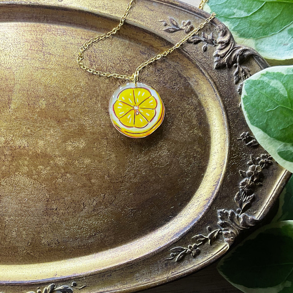 オリジナルイラストのレモンのネックレスぷっくりタイプ 5枚目の画像