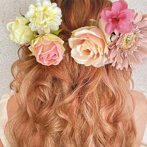 ウェディングブーケ❤︎ふんわりピンクのラウンドブーケ（ブートニア