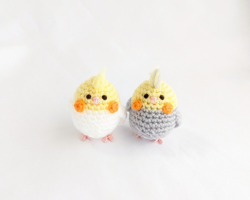 【あみぐるみ】 オカメインコのキーホルダーストラップ オカメインコあみぐるみストラップ あみぐるみ あおとまとま