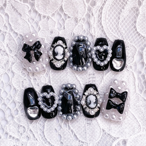 ネイルチップ量産型フレンチガーリー推しネイルワンホングラデーション