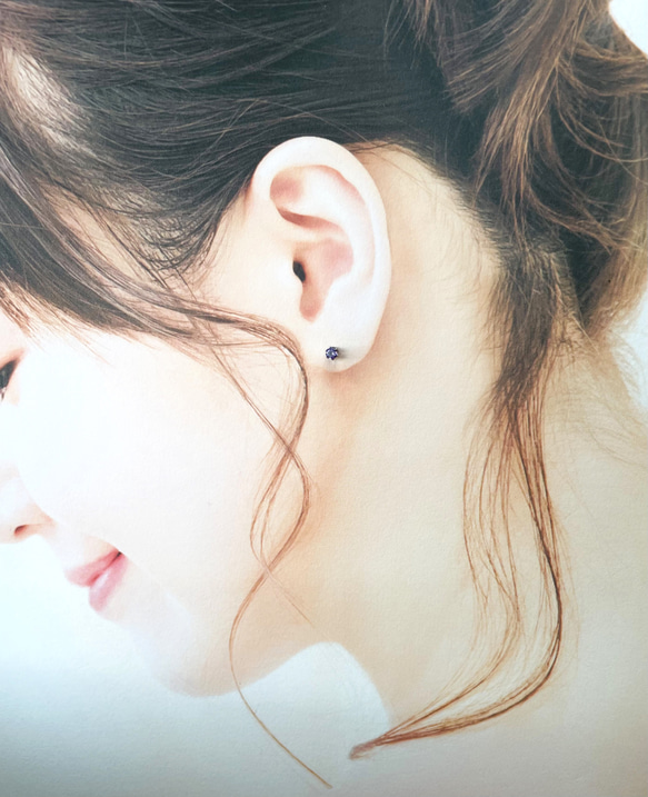 2月誕生石 ラベンダーアメジストのプチスタッドピアス　サージカルステンレス316L 11枚目の画像