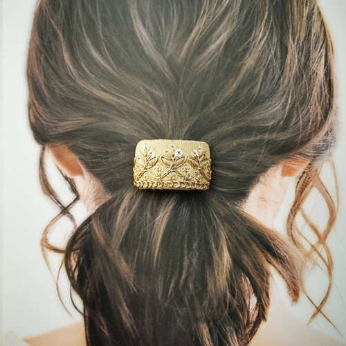 選べる！インド刺繍リボン使用☆ヘアアクセサリー☆[H/Bg.Gld/S