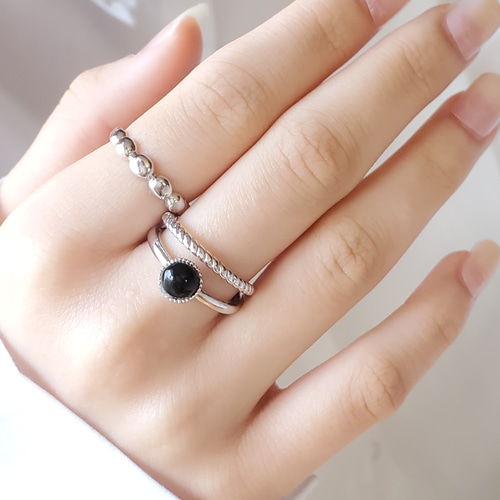 選べる天然石シルバー925オニキス6mmダブルアームリングRS-229 指輪