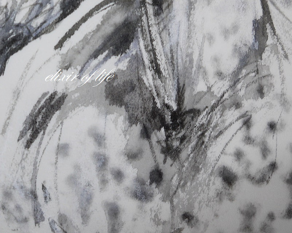 葦毛のアラビアンホース２０２３（墨絵、しわにならない厚い和紙３１，５ｃｍ×２３，４ｃｍ、墨、パステル、アクリル） 3枚目の画像
