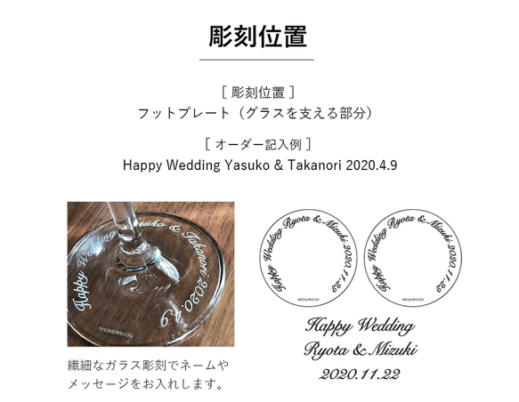 名入れ ペアグラス グラス ペア ウェッジウッド プロミシス ウィズディスリング ワイングラス 結婚祝い 4枚目の画像