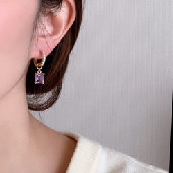 2WAY上品アメジスト&フープピアス　アレルギー対応 5枚目の画像