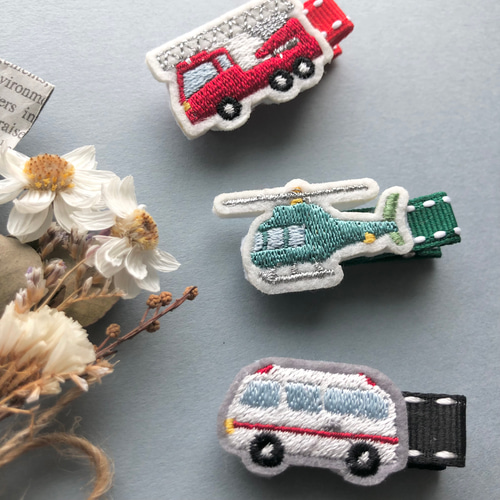 ꫛꫀꪝ【緊急車両】ベビーヘアクリップキッズヘアクリップヘアピン働く車