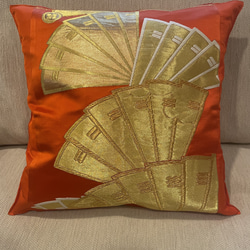 2382純金箔の豪華な刺繍！タッセル付き正絹テーブルランナー 帯