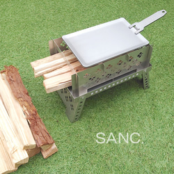 SANC.極厚鉄板 4.5ｍｍ x 16cm x 24cm ハンドルセット ソロキャン リフター 取っ手 5枚目の画像