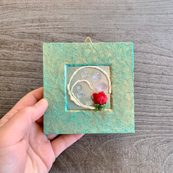 赤いバラの吐息 ⭐︎ 石のコラージュ ミニ アート 石の飾り お部屋のほっこりスポット ⭐︎ 贈り物に♪ご褒美に♪ 3枚目の画像