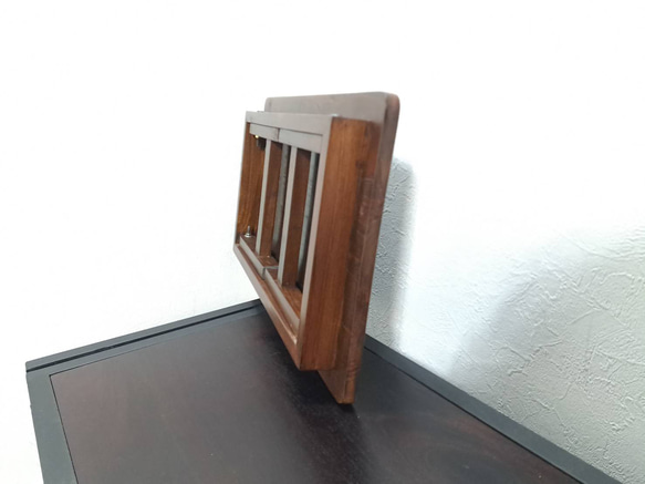 木製 チーク無垢 ミニテーブル アウトドア ローテーブル マホガニー色 小ぶり 折畳 脚折れ desk115 7枚目の画像