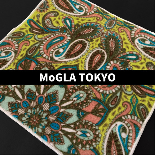 綿100% タオルハンカチ オリジナル ペイズリー柄 【MTH-001/L.GREEN