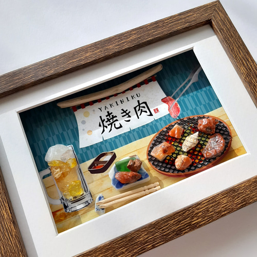 ビールと焼肉〉天然石・シーグラスアート その他アート moon
