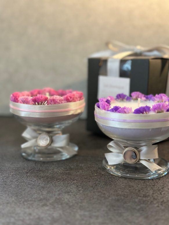 Dessert cup flower candle(デザートカップフラワーキャンドル) パープル 送料無料 5枚目の画像