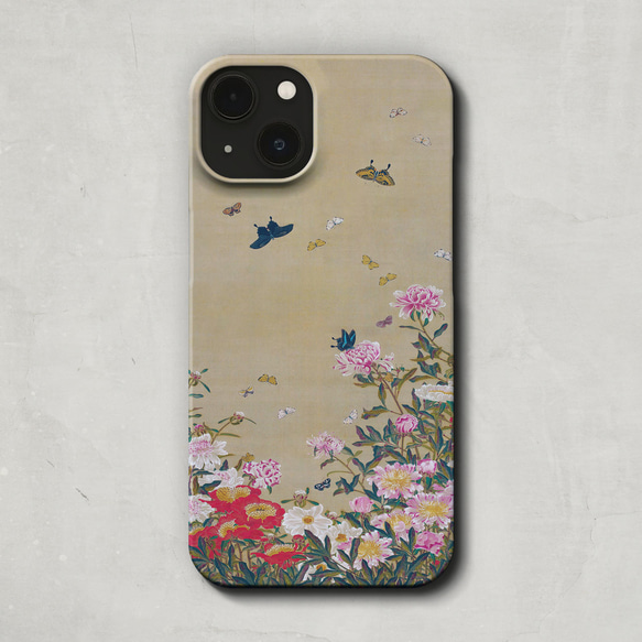 スマホケース / 伊藤 若冲「芍薬群蝶図」 iPhone 全機種対応 芍薬 日本