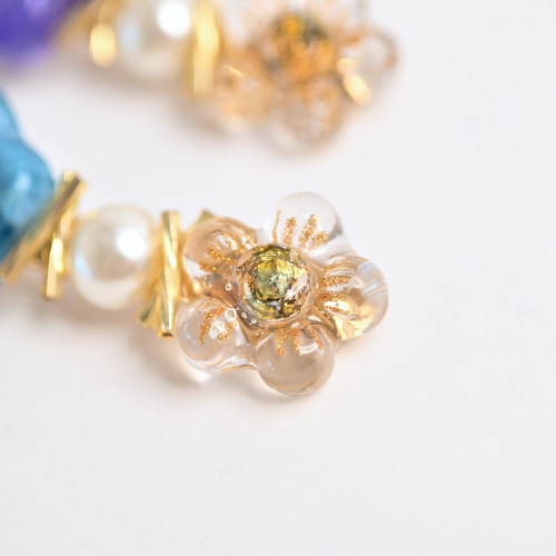 フラワー レジン ヘアクリップ ワニ口 大人可愛い クリア 透明感