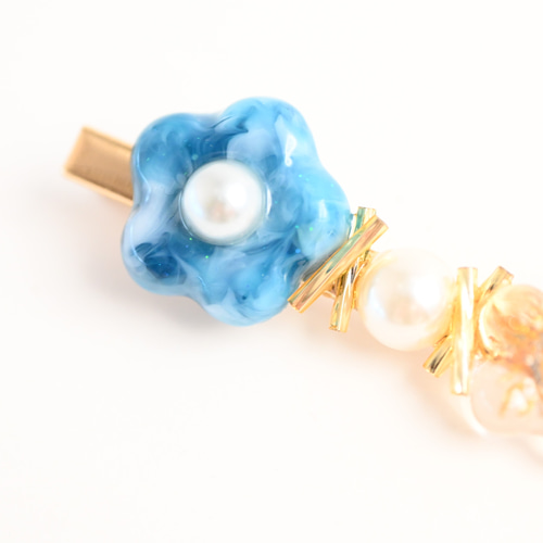 フラワー レジン ヘアクリップ ワニ口 大人可愛い クリア 透明感
