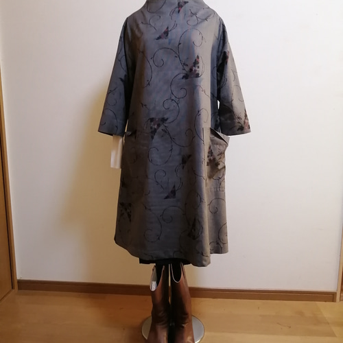 SOLD 着物リメイ チュニックワンピース 紬 チュニック さらあお