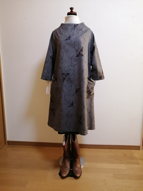 SOLD 着物リメイ チュニックワンピース 紬 チュニック さらあお