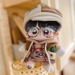 20cmぬいぐるみ服 着せ替えぬいぐるみ カーキ調味セット ぬい服 眼鏡